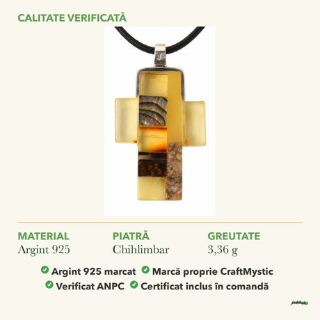 Colier cu Chihlimbar: material, dimensiunea pietrei, greutate și marcajul 925