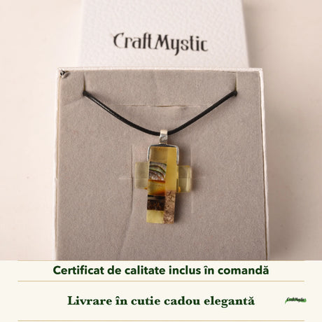 Colier cu Chihlimbar în cutia cadou CraftMystic, cu certificatul de calitate