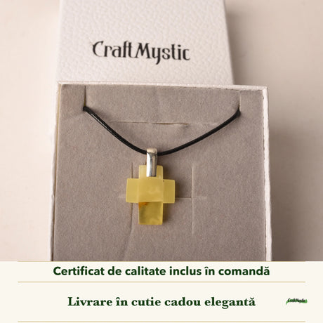 Colier cu Chihlimbar în cutia cadou CraftMystic, cu certificatul de calitate