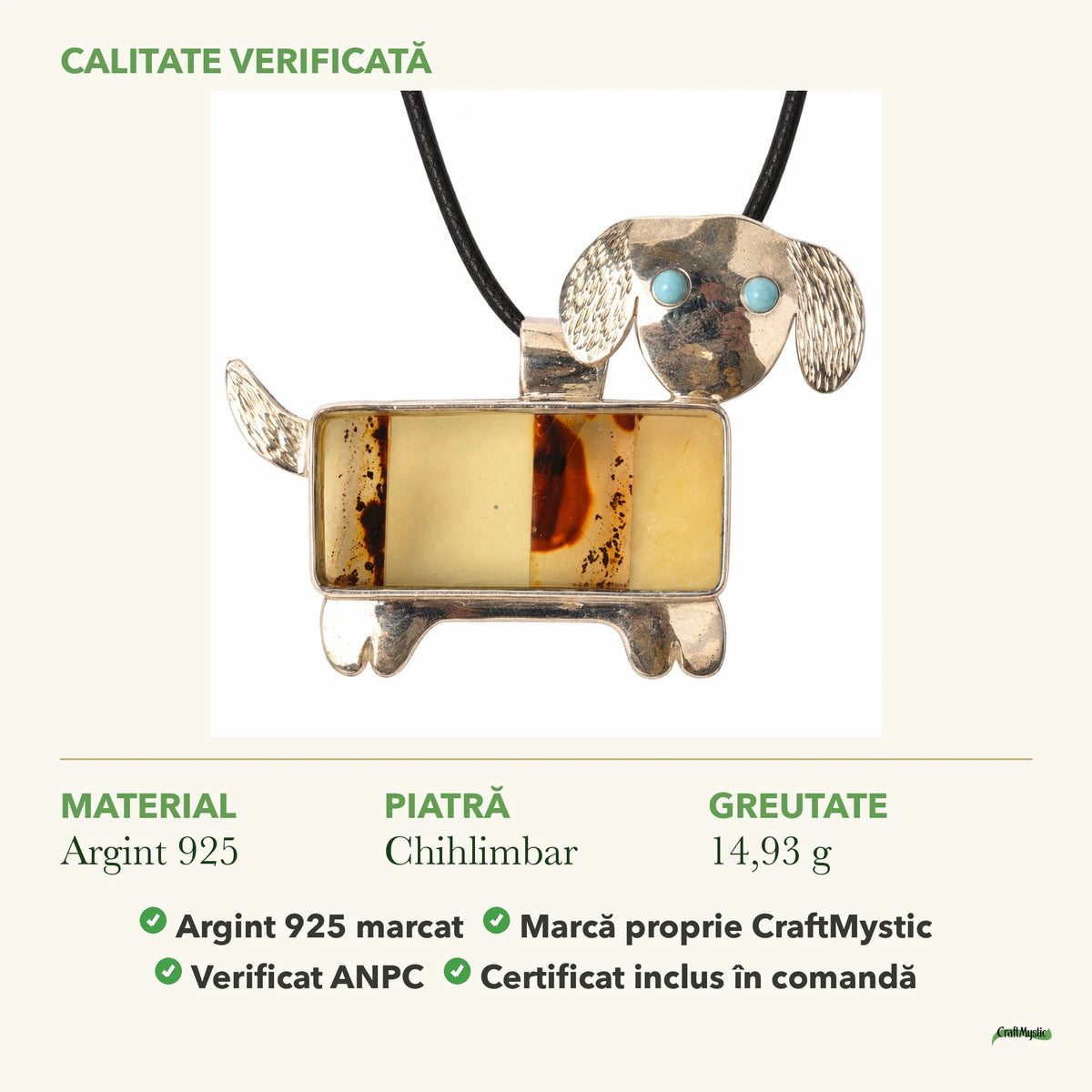 Colier cu Chihlimbar și Larimar: material, dimensiunea pietrei, greutate și marcajul 925