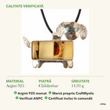 Colier cu Chihlimbar și Larimar: material, dimensiunea pietrei, greutate și marcajul 925