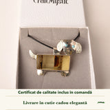 Colier cu Chihlimbar și Larimar în cutia cadou CraftMystic, cu certificatul de calitate