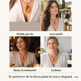Colier cu Chihlimbar purtați de patru femei, la nuntă, seara, la birou și la o aniversare