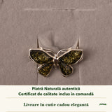 Broșă cu Chihlimbar în cutia cadou CraftMystic, cu certificatul de calitate