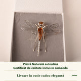 Broșă cu Chihlimbar în cutia cadou CraftMystic, cu certificatul de calitate