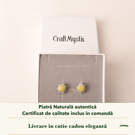 Cercei cu Chihlimbar în cutia cadou CraftMystic, cu certificatul de calitate