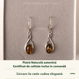 Cercei cu Chihlimbar în cutia cadou CraftMystic, cu certificatul de calitate