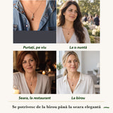Colier cu Chihlimbar purtați de patru femei, la nuntă, seara, la birou și la o aniversare
