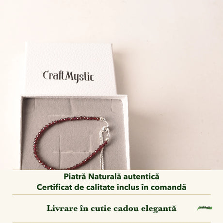 Brățară cu Granat în cutia cadou CraftMystic, cu certificatul de calitate