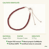Brățară cu Granat: material, dimensiunea pietrei, greutate și marcajul 925