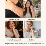 Brățară cu Piatra Lunii purtați de patru femei, la nuntă, seara, la birou și la o aniversare