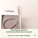 Brățară cu Turmalină Roz în cutia cadou CraftMystic, cu certificatul de calitate