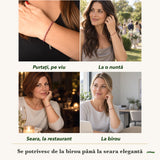 Brățară cu Turmalină Roz purtați de patru femei, la nuntă, seara, la birou și la o aniversare