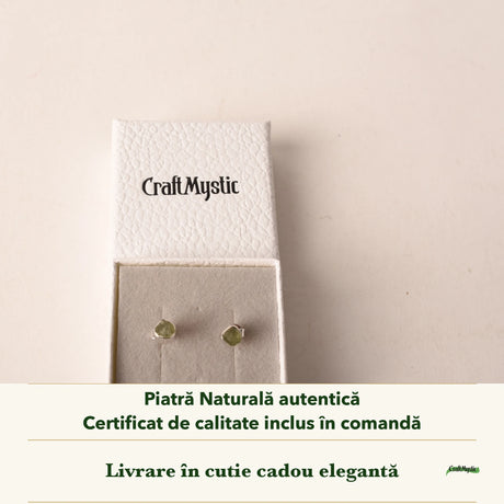 Cercei cu Moldavit în cutia cadou CraftMystic, cu certificatul de calitate