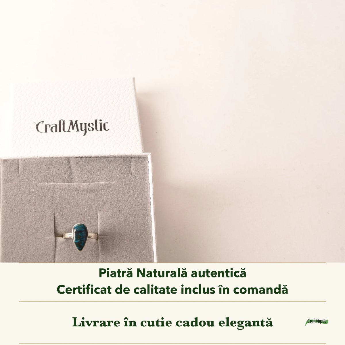 Inel cu Shattuckit în cutia cadou CraftMystic, cu certificatul de calitate