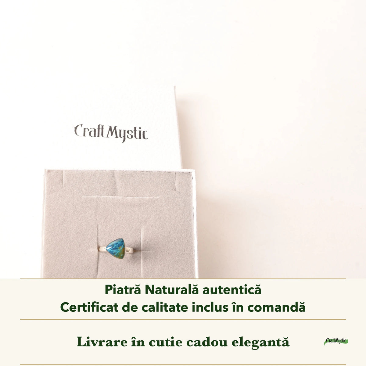Inel cu Shattuckit în cutia cadou CraftMystic, cu certificatul de calitate