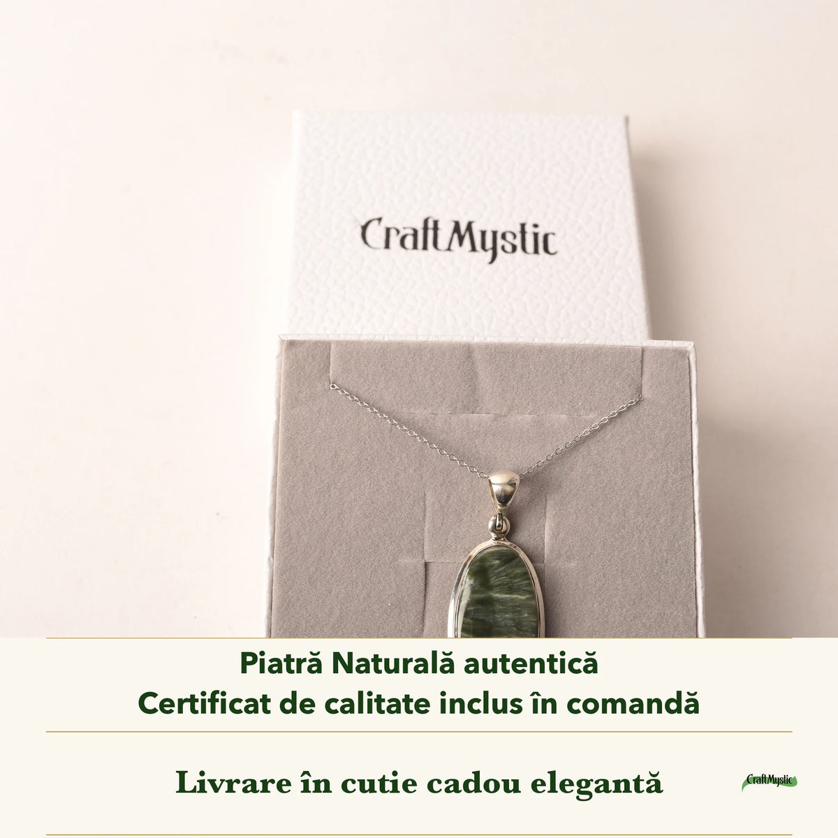 Colier cu Serafinit în cutia cadou CraftMystic, cu certificatul de calitate