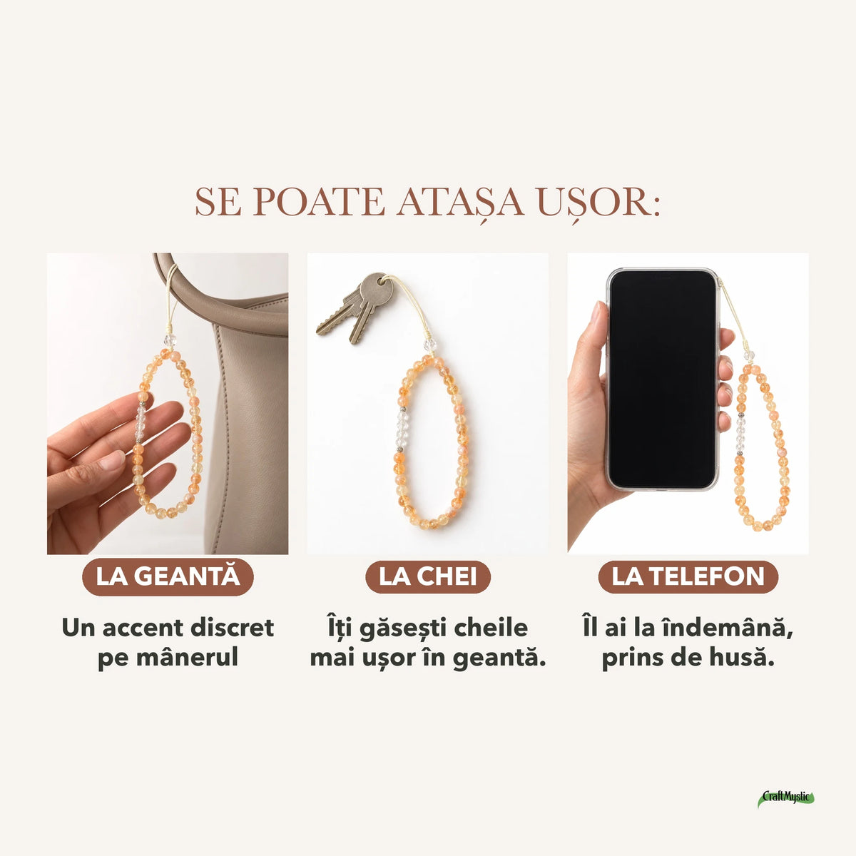 Charm cu Cuart Galben și sticla — CraftMystic