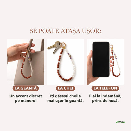 Charm cu Jasp Roșu, Sticla și Cuarț Fumuriu — CraftMystic