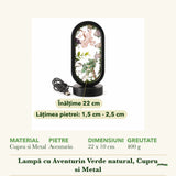 Dimensiunile și potrivirea pentru Lampă cu Aventurin Verde, Cuarț Roz, Ametist și Cuarț de Stâncă