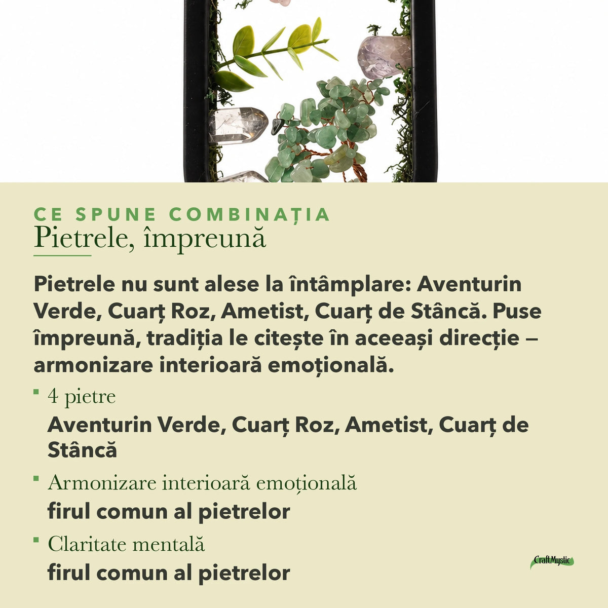 Lampă cu Aventurin Verde, Cuarț Roz, Ametist și Cuarț de Stâncă — CraftMystic