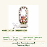 Dimensiunile și potrivirea pentru Lampă cu Ametist și Cuarț de Stâncă