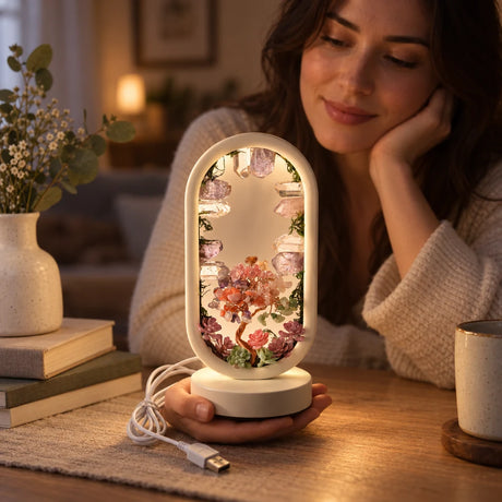 Lampă cu Ametist și Cuarț de Stâncă — CraftMystic