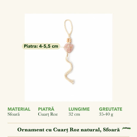 Dimensiunile și potrivirea pentru Ornament cu Cuarț Roz