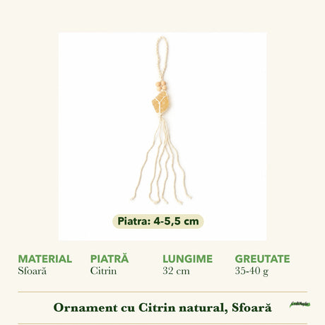 Dimensiunile și potrivirea pentru Ornament cu Citrin