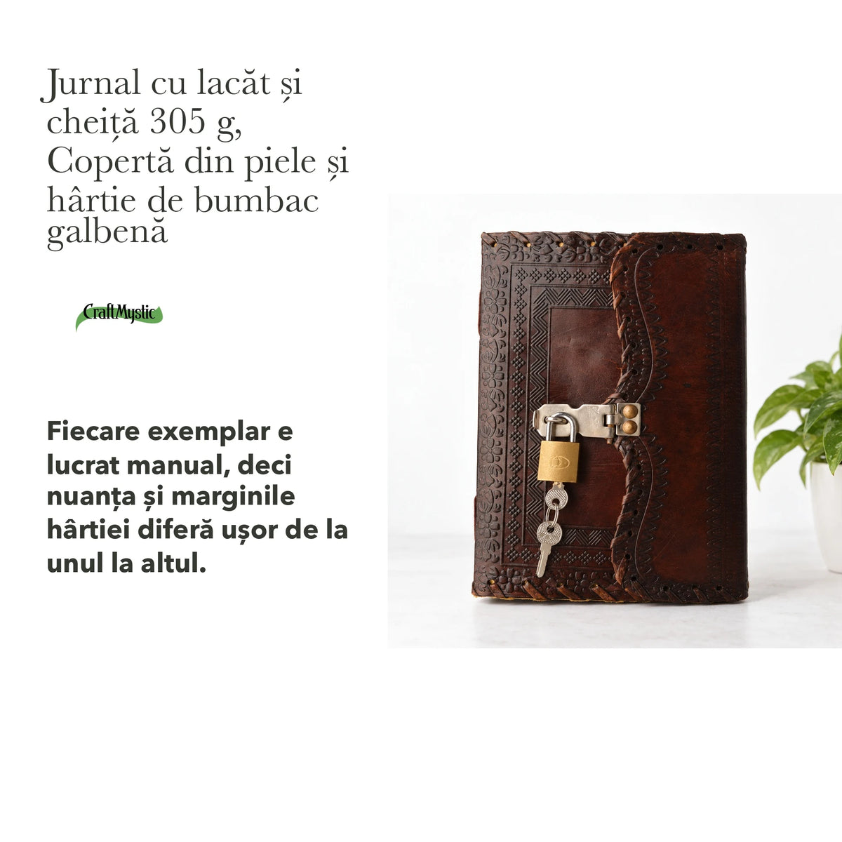Jurnal din Coperta din piele si hartie de bumbac galbena — CraftMystic