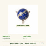 Cât de mare e Sferă cu Lapis Lazuli, cu un obiect alături pentru scară
