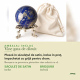 Sferă cu Lapis Lazuli lângă săculețul de satin în care vine