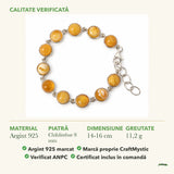 Brățară cu Chihlimbar: material, dimensiunea pietrei, greutate și marcajul 925