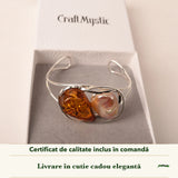 Brățară cu Chihlimbar și Sidef în cutia cadou CraftMystic, cu certificatul de calitate