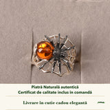 Inel cu Chihlimbar în cutia cadou CraftMystic, cu certificatul de calitate