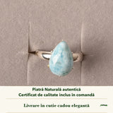 Inel cu Larimar în cutia cadou CraftMystic, cu certificatul de calitate