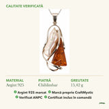 Colier cu Chihlimbar și Sidef: material, dimensiunea pietrei, greutate și marcajul 925
