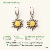 Cercei cu Chihlimbar: material, dimensiunea pietrei, greutate și marcajul 925