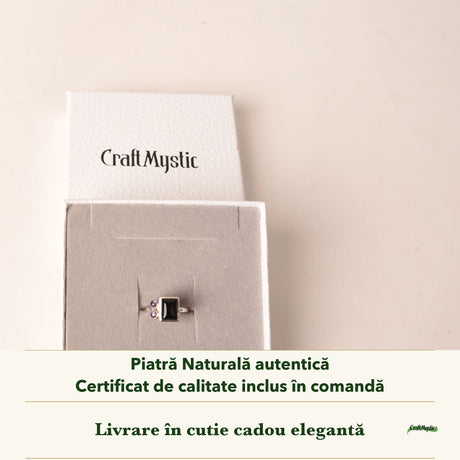 Inel cu Onix în cutia cadou CraftMystic, cu certificatul de calitate
