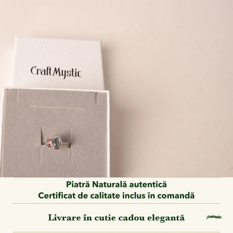 Inel cu Labradorit în cutia cadou CraftMystic, cu certificatul de calitate