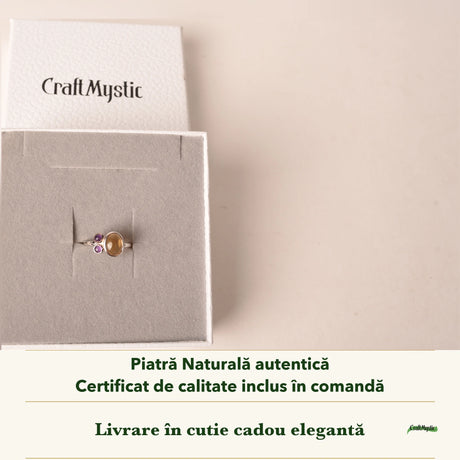 Inel cu Citrin în cutia cadou CraftMystic, cu certificatul de calitate
