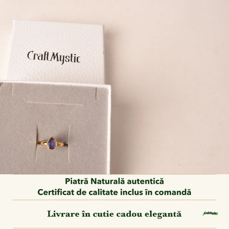 Inel cu Tanzanit în cutia cadou CraftMystic, cu certificatul de calitate