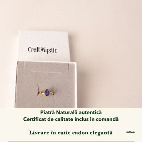 Inel cu Tanzanit în cutia cadou CraftMystic, cu certificatul de calitate