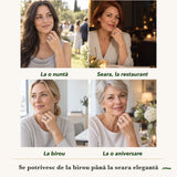 Inel cu Tanzanit purtați de patru femei, la nuntă, seara, la birou și la o aniversare