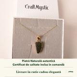 Colier cu Moldavit în cutia cadou CraftMystic, cu certificatul de calitate