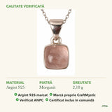 Colier cu Morganit: material, dimensiunea pietrei, greutate și marcajul 925