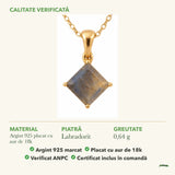Colier cu Labradorit: material, dimensiunea pietrei, greutate și marcajul 925