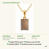 Colier cu Labradorit: material, dimensiunea pietrei, greutate și marcajul 925