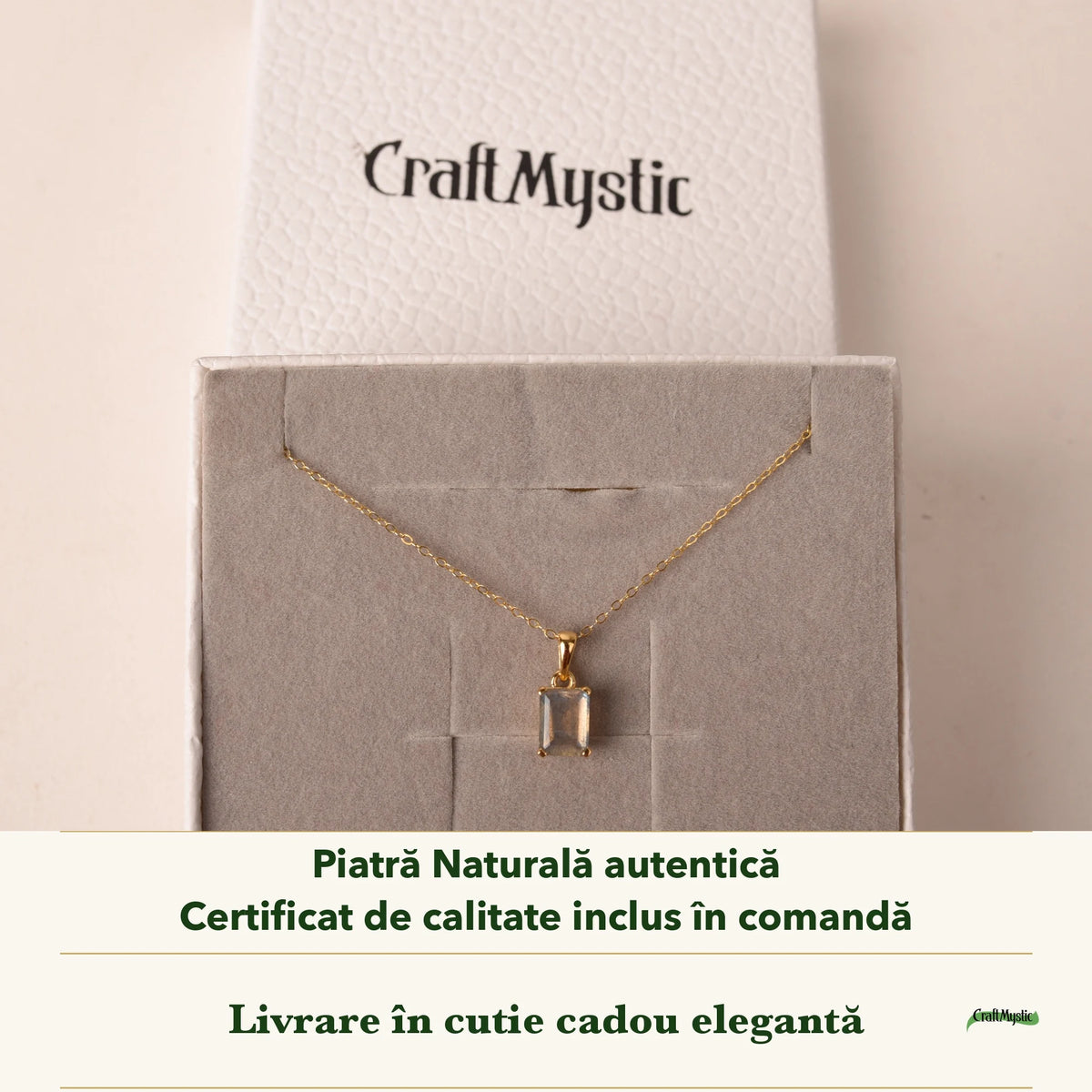 Colier cu Labradorit în cutia cadou CraftMystic, cu certificatul de calitate