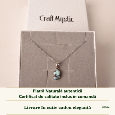 Colier cu Turcoaz Golden Hill în cutia cadou CraftMystic, cu certificatul de calitate